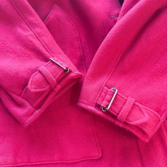 Woolrich Woman USA Made Red Wool Coat Large Funnel Neck Buckle Vintage 30328 - Picture 12 of 16